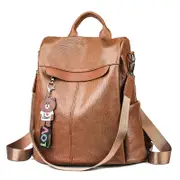 Women's Waterproof Anti-theft Leather Backpack Shoulder Bag School Bag Small Casual Crossbody Bag