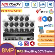 Hikvision 16CH 4K IR Security System Audio 8MP Hybrid Light POE Camera Plug Play