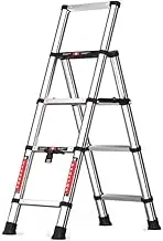 Folding Ladder Compact Steel Tube Folding Ladder Step Ladder Telescopic Folding Step Stool Home Ladder Portable Indoor and Outdoor Thickened Short Ladder