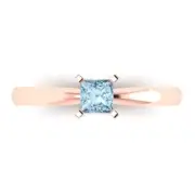 0.5 ct Princess Cut Gemstone Solitaire Promise Ring Rose Gold, Anniversary Gift
