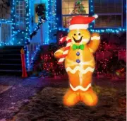 5 Feet Christmas Inflatable Gingerbread Man Yard Decoration Giant Build-in Light