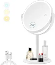 Lighted Makeup Mirror, 20X Magnifying Mirror with Light, Makeup Mirror