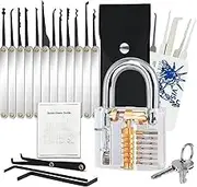 25 Pack Lock Pick Set, Solid Brass Keyed Padlock, Padlock Key Set with Wide Body Padlock 1-9/16-inch