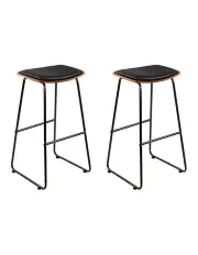 [Artiss] PU Leather Backless Bar Stools Set Of 2 in Black