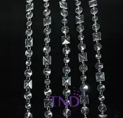 OCTAGON & SQUARE ACRYLIC CRYSTAL GARLAND STRAND CHAIN HANGING DIAMOND TREE DECOR