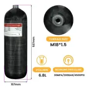 TUXING 4500Psi Carbon Fiber Air Tank 6.8L High Pressure Composit Diving Cylinder