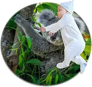 Round Soft Area Rugs for Kids Baby Girls Teen's Room Circle Nursery Rug for Bedroom Living Room Home Decor, Animal Koala