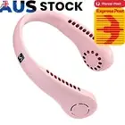 Bladeless Hanging Neck Fan Portable Mini Leafless Fans (Pink with Display)