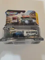 Micro Machines Series #2 Chase MICRO CITY Bus Utility Truck Warlander Set