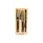 3pc Laguiole Silhouette Knife Cleaver/Pate Mini Cheese Set Stainless Steel Black