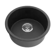 466*466*210mm Undermount Single Bowl Quartz Matte Black Sink with Waste