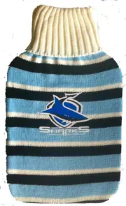Cronulla Sharks NRL Team Logo and Striped Hot Water Bottle Cover