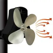 4-blade Heat Powered Fireplace Stove Fan - Aluminum - Silver
