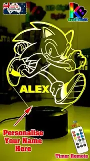 SONIC The HEDGEHOG PERSONALISED 3D LED Night Light 7 Colour Change Room Lamp