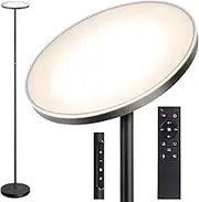 OUTON 30W/3000LM LED Floor Lamp, Super Bright Dimmable Standing Tall Lamp with 4 Color Temperatures, Remote & Touch Control, 1 Hour Timer Uplighter Floor Lamp for Living Room Bedroom Office, Black
