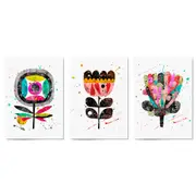 Set of Scandi Flower Minimal Colourful Wall Art #1