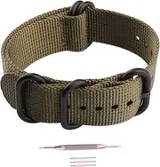 [MMBAY] Ballistic Nylon 18mm 20mm 22mm 24mm Millitary-Style Watch Bands with Black Stainless Steel Buckle Wristband Strap Replacement Accessories Match All Watches for Men Women with Loop