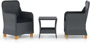 Patio Furniture Sets 3 Piece Garden Lounge Set with Cushions Poly Rattan Dark Grey