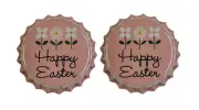 Beer Bottle Caps - Happy Easter Spring Flowers - 1 Pair