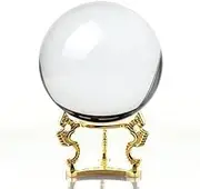 Amlong Crystal Clear Clear Crystal Ball 110mm (4.2 in.) Including Golden Dragon Stand and Gift Package