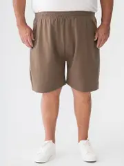 Big Mens Elastic Waist Knit Short Taupe