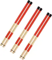 YOUEON 3 Pair 16 Inch Bamboo Hot Rods Drumsticks, 5A Jazz Drum Sticks Constructe