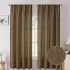 Short Linen Curtain Living Room Rod Pocket Semi Sheer Curtains Burlap Light