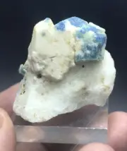 Gonnardite With Lazurite On Calcite Matrix