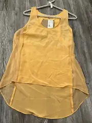 NWT Waverly Grey Anthropologie Mango Sleeveless 100% Silk Chiffon Sheered Top M