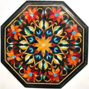 Octagon Marble Coffee Table Top Antique Design Inlay Work Patio Side Table
