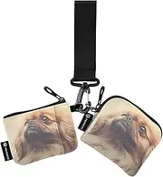 [XYMZR] Dog Head Sky Mini Zip Around Wristlet keychain Wallet for Women Personalized Pattern Detachable Dual Pouch Wristlet Portable Wallet Phone Coin Purse, Multi-colored, One Size