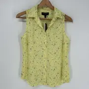 Banana Republic Blouse Womens SP Yellow Floral Button Up Drapey Top