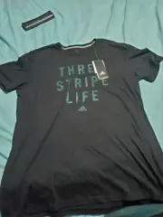 NEW Adidas Climalite THREE STRIPE LIFE STITCH Black Green Men Shirt FREE SHIP