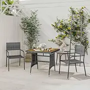 3 Piece Outdoor Dining Set Poly Rattan Grey Patio Bar Sets