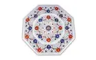 48" white marble table top dining coffee inlay lapis garden office table decor