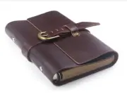 A5 loose leaf Writing note Notebook Retro Diary Notepad cow leather coffee Q417