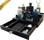 3-Tier Wood Cologne Organizer Stand with Drawer for Men Perfume Storage