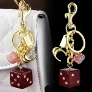 Pink Size Dice Crystal Drip Alphabet Keychain Student Ladies Bag Gift Pendant Ke