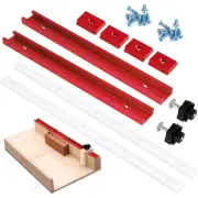 "DIY Table Saw Crosscut Sled Kit with 17Inch UHMW Bars 12Inch Aluminum T-Tracks Knob Bolt and Screws Set Fits 3/4"" x 3/8"""