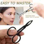 2 Pieces Eyebrow Scissor Handle Tweezer Plucker Straight Tip Brow Scissor