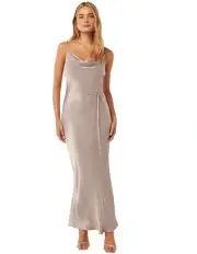 [Forever New] Lucy Satin Cowl Neck Maxi Dress in Beige