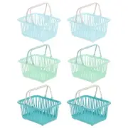 6PCS Mini Shopping Baskets with Handles Small Tiny Baskets, Blue Green Cyan
