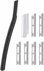 Beard Mustache Straight Edge Razor,Ergonomic Eyebrow Shaper and Facial Razor w/ 6 Blades | Professional Stylist Hair Styling Razor for Cutting, Thinning, Texturizing Gyouza