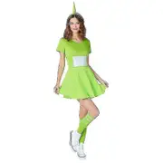 Unbrand Light Green# Women Teletubbies Costumes Dipsy Tank Dress Red Po Yellow Laa-laa Purple Tinky Winky Outfits For Adultt 10 12 years teletubbies