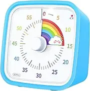 Ainowes 60 Minute Visual Timer with Protective Case, Rainbow Disk Countdown Timer for Kids and Adults, Silent Time Management Tool(Blue Rainbow)