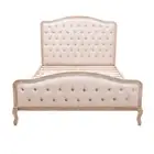 Charme Bed Frame Solid Oak with Button Tufting Upholstery - King size
