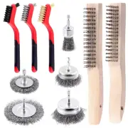 10Pcs Wire Brush Set Includes Stainless/Carbon Steel Wood Wire Brush Nylon/Br...
