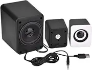 Mini USB Speakers, Multimedia Mini USB 2.1 Wired Combination Speakers Bass Music Player Subwoofer,Speakers with 3.5mm USB Power for Laptop Desktop PC Computer (Black and White)