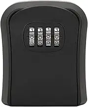 Small Combination Lock Box, Wall Mounted Key Lock Box with 4 Digit Password, Waterproof Key Storage Lock Box Support 5 Keys Capacity, Portable Security Case for Indoor Outdoor(SX01 Black)