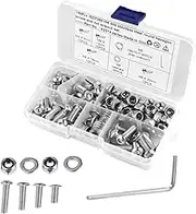 Stainless Steel 304 Round Head Machine Screws and Nuts Assortment Kit Full Thread Screws for DIY and Home Improvement Projects